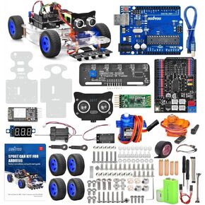 OSOYOO Robot Rc Smart Car DIY Kit to Build for Adults Teens with Servo Power Steering Motor, WiFi, Bluetooth, Code Programmable Compatible with Arduino