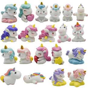Pinenjoy 20Pcs Miniature Rainbow Unicorn Figurines Mini Resin Unicorns Figures Collection Playset for DIY Fairy Garden Moss Landscape Terrarium Crafts Birthday Party Favors