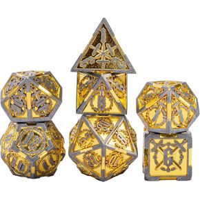 CRITALLIC Metal DND Dice Set, Sword Pattern Metal Polyhedral Dice for Dungeons and Dragons, D&D Dice with Leather Pouch for Role Playing Games MTG Table Games,d n d (Ancient Bronze) in Kuwait