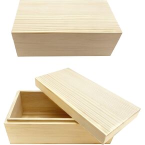 LONG TAO 2 قطعة 7.9 بوصة × 3.9 بوصة × 3.1 بوصة صناديق كنز خشبية غير مكتملة تزيين صناديق خشبية صندوق تخزين خشبي صناديق تخزين يدوية طبيعية مع غطاء للحرف اليدوية والهوايات الفنية والتخزين المنزلي in Kuwait
