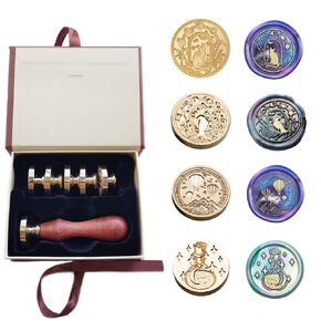 Wax Seal Stamp Set, PORXFLY 6 PCS Animal Wax Seal Stamp Kit, Dragon Cat Owl Seal Stamp Vintage Personalized Stamp for Wedding Invitation, Letter Cards Invitations,Gift Wrapping