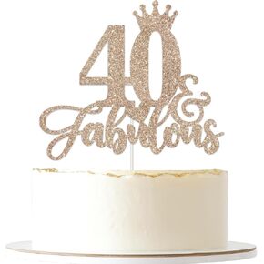 ShuanQ 40 & Fabulous Cake Topper - علامة عيد ميلاد سعيد 40 - هتاف حتى 40 عامًا لتزيين الكيك - تزيين حفلات عيد الميلاد الأربعين من الكيك للرجال والنساء in Kuwait