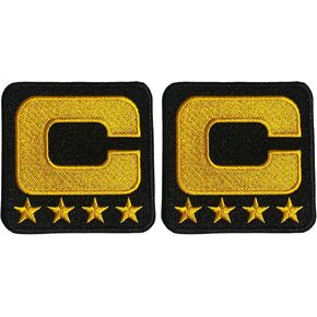 B-Sheep 2PCS Black Gold Captain C Patch 4 Stars Jersey Football Full Embroidered Iron On Patches for Decorate Craft Clothes in Kuwait
