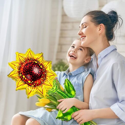 6 Pieces 36 Inch Sunflower Balloons Sunflower Birthday Party Decorations Supplies Yellow Aluminum Foil Balloon Garland for Summer Sunflower Theme Party Wedding Baby Shower Decor in Saudi Arabia