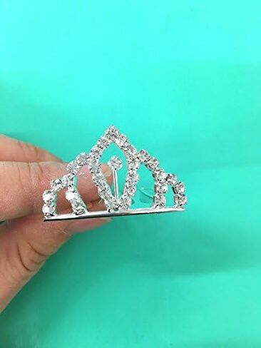 Top Sell-Set of 12 PC Silver rhinestone princess tiny tiara/princesses theme party/cupcake cake topper / 1'x1.5 in Saudi Arabia