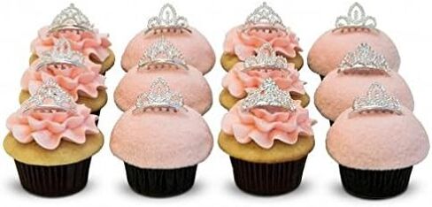 Top Sell-Set of 12 PC Silver rhinestone princess tiny tiara/princesses theme party/cupcake cake topper / 1'x1.5 in Saudi Arabia