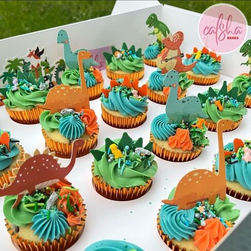 13pc Dinosaur Cake Cupcake Happy Birthday Toppers Party Supplies Decoration for Kids in Saudi Arabia