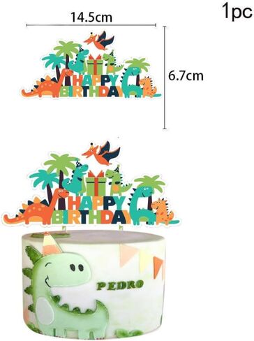 13pc Dinosaur Cake Cupcake Happy Birthday Toppers Party Supplies Decoration for Kids in Saudi Arabia