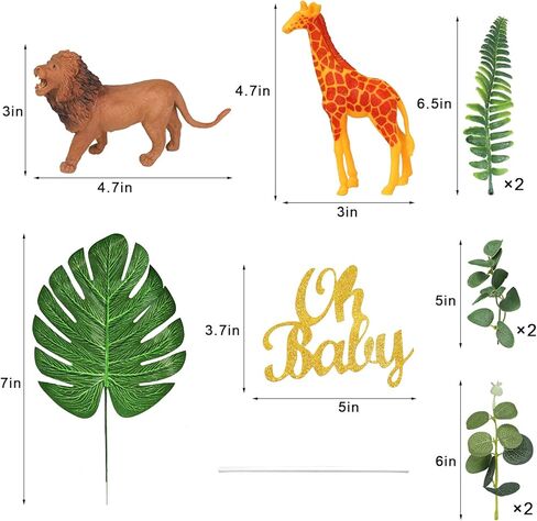 24 قطعة من أغطية كعكة حيوانات الغابة من Newmemo مع كرات ملونة لتزيين الكيك من أوراق الشجر وحيوانات السفاري وتماثيل حيوانات الغابة البرية وحفلات استقبال المولود الجديد in Kuwait