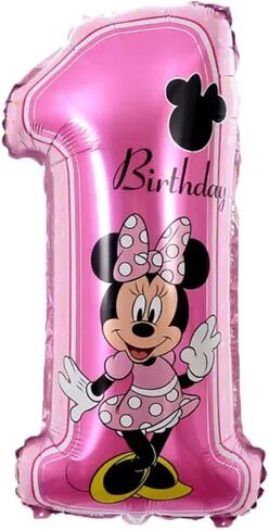Mini Mouse First Birthday Balloons - Set Of 5 Minnie Girls Party Balloon Decorations For A Minie Mouse Themed Babies 1st Happy Birthday Bouquet Banner Decoration in Kuwait