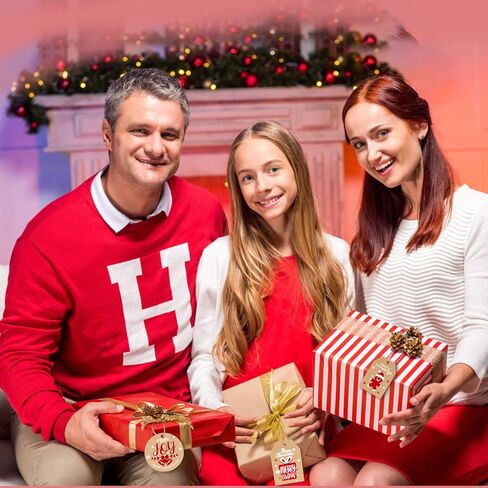 100 قطعة من ورق الكرافت البني لهدايا عيد الميلاد، ملصقات معلقة، 66 قدمًا من الجوت والخباز لهدايا عيد الميلاد DIY وحقائب تغليف عيد الميلاد وأوراق وملصقات عيد الميلاد وبطاقات اسم العبوة والحفلات in Kuwait