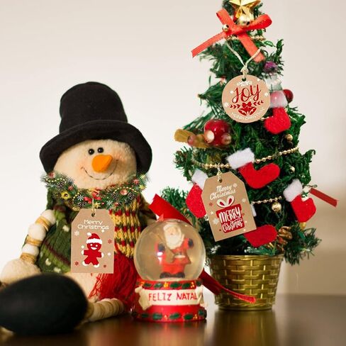 100 قطعة من ورق الكرافت البني لهدايا عيد الميلاد، ملصقات معلقة، 66 قدمًا من الجوت والخباز لهدايا عيد الميلاد DIY وحقائب تغليف عيد الميلاد وأوراق وملصقات عيد الميلاد وبطاقات اسم العبوة والحفلات in Kuwait