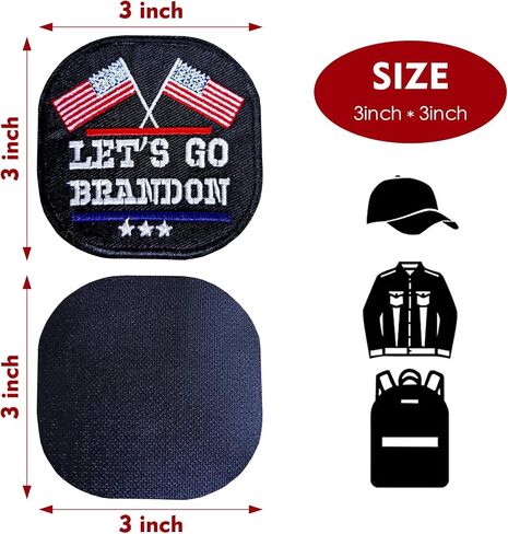 Let's Go Brandon Patches for Backpacks,Morale Patches for Jackets,Hats,Hook & Loop Emblem 2x3",Embroidery Patch Set Black in Saudi Arabia