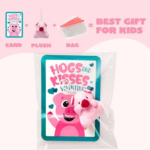 JOYIN 30 Packs Valentine's Day Gifts Cards with Animal Plush Toy for Kids, Valentine's Plush Keychain Toy for Classroom Exchange Cards and Party Favor, Valentine Greeting Cards, Game Prizes in Saudi Arabia