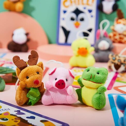 JOYIN 30 Packs Valentine's Day Gifts Cards with Animal Plush Toy for Kids, Valentine's Plush Keychain Toy for Classroom Exchange Cards and Party Favor, Valentine Greeting Cards, Game Prizes in Saudi Arabia