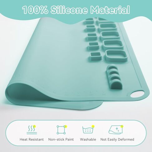 بساط رسم من السيليكون للأطفال من ASWEI، بساط فني كبير من السيليكون مقاس 60.96 سم × 40.64 سم وحصيرة حرفية مع 14 فواصل لونية، بساط رسم لهدايا الأطفال، رسم من الطين DIY Play Doh (أخضر فاتح) in Kuwait