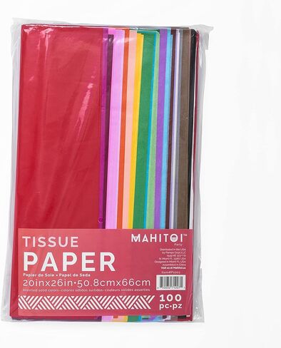 MAHITOI 100 Pieces of Premium Quality Tissue Paper 20 x 26 inches, Assorted Solid Colors Value Pack, for découpage, Packing, Party Decorations, Gift Wrapping, Christmas Projects in Kuwait