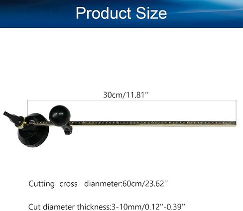 Utoolmart Glass Circle Cutter, 60cm (24-inch) Max.Round Diameter Adjustable Compasses Type Circle Glass Cutting Tool with Suction Cup in Saudi Arabia
