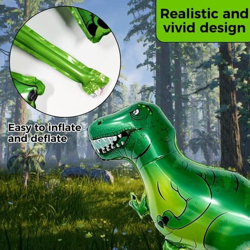 [16 قطعة] مجموعة بالونات ديناصور، لوازم حفلات الديناصورات، بالونات صغيرة ضخمة من الفويل والديناصور، بالونات هيليوم من الألومنيوم للديناصور لتزيين حفلات الديناصورات، لوازم الحفلات بطابع الغابة in Kuwait
