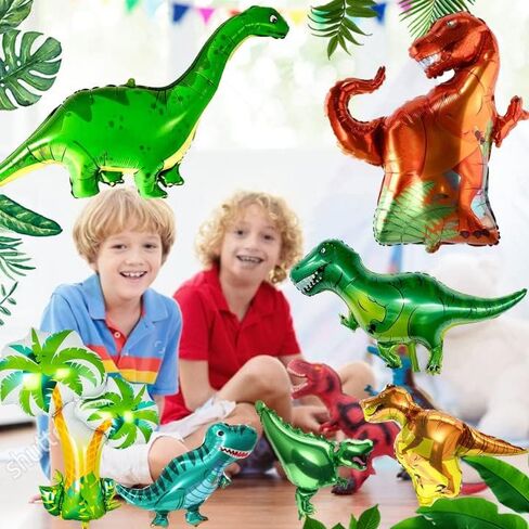 [16 قطعة] مجموعة بالونات ديناصور، لوازم حفلات الديناصورات، بالونات صغيرة ضخمة من الفويل والديناصور، بالونات هيليوم من الألومنيوم للديناصور لتزيين حفلات الديناصورات، لوازم الحفلات بطابع الغابة in Kuwait