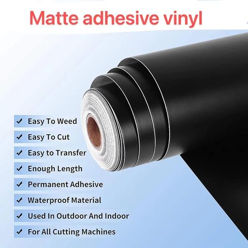 لفات فينيل لاصقة دائمة بلون اسود مات مقاس 12 انش × 20 قدم للافتات وسجل القصاصات وقواطع الحرف اليدوية in Kuwait
