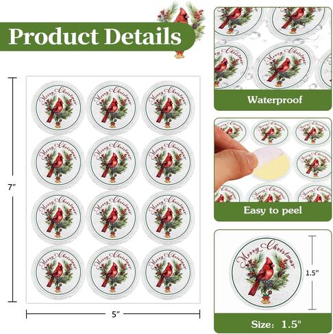 D4DREAM ملصقات ملصقات عيد الميلاد الكاردينال للأطفال 36 قطعة من أختام مغلف عيد الميلاد على شكل طائر أحمر مقاس 1.5 بوصة ذاتية اللصق لهدايا عيد الميلاد ملصقات للهدايا وبطاقات عيد الميلاد وصناديق هدايا للحفلات in Kuwait
