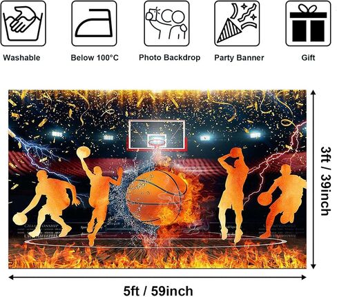 Avezano Basketball Backdrop Basketball Photography Background for Birthday Party Decoration Slam Dunk Sports Birthday Banner Cake Dessert Table Decor, 7x5ft in Saudi Arabia