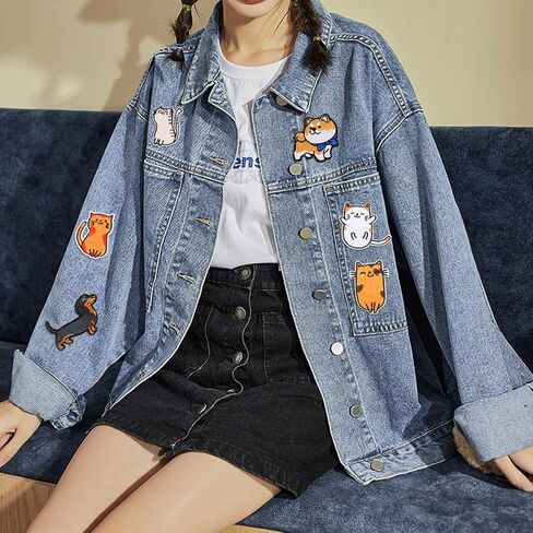 ROLEES مطرزة بالحديد على الرقع، 22 قطعة من الرقع المطرزة اللطيفة للقطط والكلاب لفستان الجينز والسترات وحقائب الظهر وخياطة الزهور وإكسسوارات DIY in Kuwait