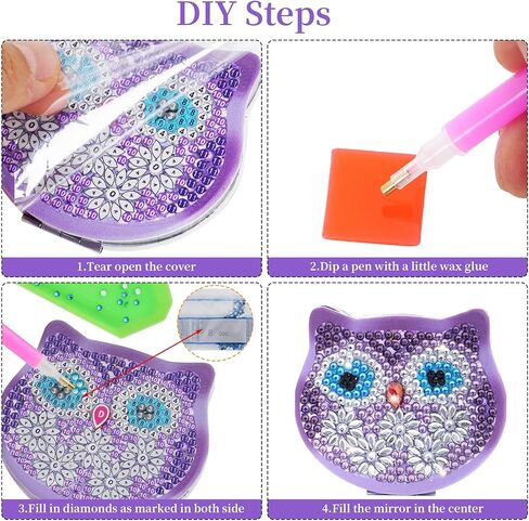 cnmg الماس اللوحة مرآة مدمجة DIY الماس اللوحة محفظة مرآة المحمولة مكبرة قابلة للطي الماس اللوحة مرآة جيب صغيرة الماس اللوحة الفنية للبالغين in Kuwait