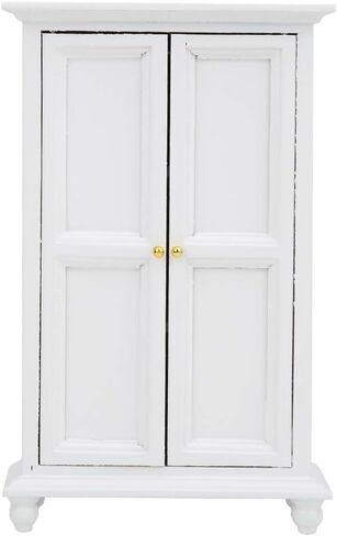 Vbestlife 1:12 Scale Door, Miniature Doll House Wardrobe White Wooden Double Door Household Closet in Saudi Arabia