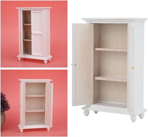 Vbestlife 1:12 Scale Door, Miniature Doll House Wardrobe White Wooden Double Door Household Closet in Saudi Arabia