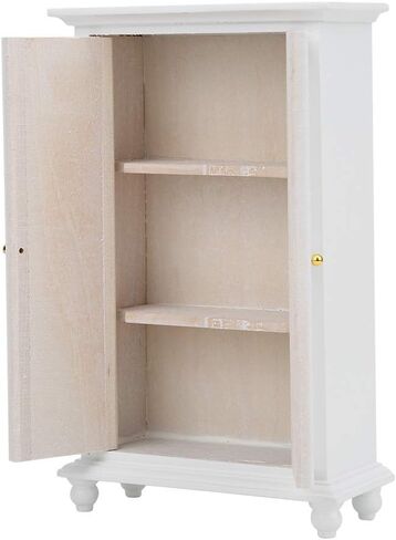 Vbestlife 1:12 Scale Door, Miniature Doll House Wardrobe White Wooden Double Door Household Closet in Saudi Arabia