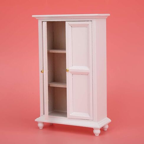 Vbestlife 1:12 Scale Door, Miniature Doll House Wardrobe White Wooden Double Door Household Closet in Saudi Arabia