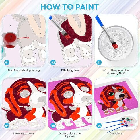 الرسم بالأرقام للأطفال من عمر 8 إلى 12 عامًا، والحرف اليدوية للأطفال من عمر 4 إلى 8 سنوات | طلاء زيتي بالأرقام للمبتدئين لتزيين الجدران (9.64 × 9.64 بوصة) in Kuwait