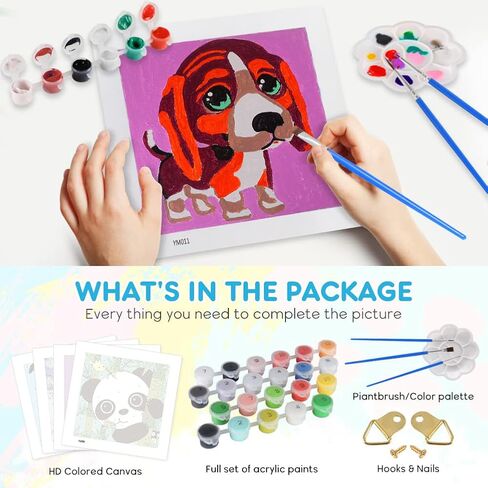 الرسم بالأرقام للأطفال من عمر 8 إلى 12 عامًا، والحرف اليدوية للأطفال من عمر 4 إلى 8 سنوات | طلاء زيتي بالأرقام للمبتدئين لتزيين الجدران (9.64 × 9.64 بوصة) in Kuwait