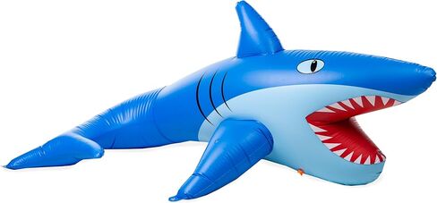 Hearthsong 8-Foot Giant Inflatable Mister Shark Sprinkler, 8’L x 4½’W x 3½’H Giant Shark Sprinkler, 10-Feet Spray from Mouth, 3 Ground Stakes Included, Ages 3 and Up in Kuwait