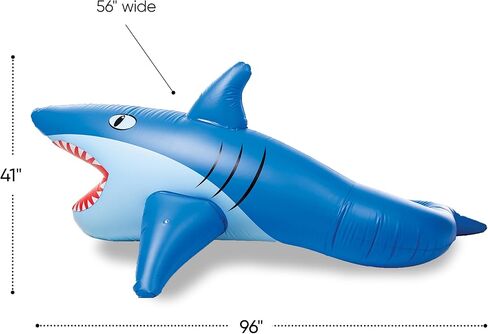 Hearthsong 8-Foot Giant Inflatable Mister Shark Sprinkler, 8’L x 4½’W x 3½’H Giant Shark Sprinkler, 10-Feet Spray from Mouth, 3 Ground Stakes Included, Ages 3 and Up in Kuwait