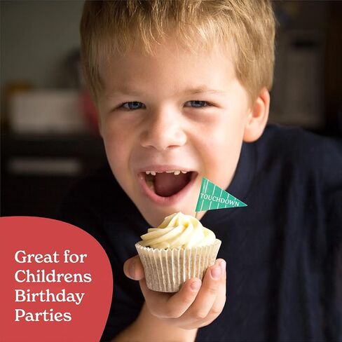 اعواد تزيين الكب كيك بتصميم كرة قدم لتزيين الكيك [24 قطعة، 8 × صور ظلية، 8 × كرات قدم، 8 × اعلام ] لوازم ديكور الحفلات ذات الطابع الرياضي للاطفال والكبار [قصاصات من الورق المقوى] in Kuwait