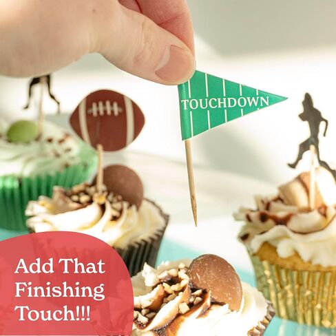 اعواد تزيين الكب كيك بتصميم كرة قدم لتزيين الكيك [24 قطعة، 8 × صور ظلية، 8 × كرات قدم، 8 × اعلام ] لوازم ديكور الحفلات ذات الطابع الرياضي للاطفال والكبار [قصاصات من الورق المقوى] in Kuwait