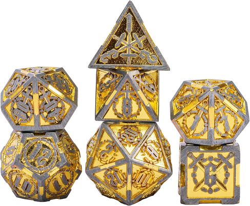 CRITALLIC Metal DND Dice Set, Sword Pattern Metal Polyhedral Dice for Dungeons and Dragons, D&D Dice with Leather Pouch for Role Playing Games MTG Table Games,d n d (Ancient Bronze) in Kuwait