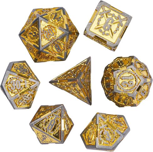 CRITALLIC Metal DND Dice Set, Sword Pattern Metal Polyhedral Dice for Dungeons and Dragons, D&D Dice with Leather Pouch for Role Playing Games MTG Table Games,d n d (Ancient Bronze) in Kuwait