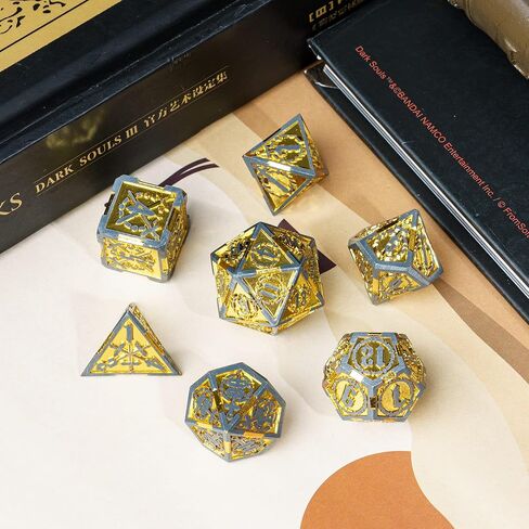 CRITALLIC Metal DND Dice Set, Sword Pattern Metal Polyhedral Dice for Dungeons and Dragons, D&D Dice with Leather Pouch for Role Playing Games MTG Table Games,d n d (Ancient Bronze) in Kuwait