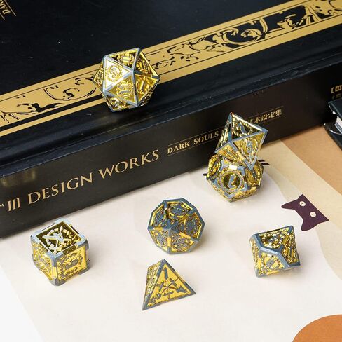 CRITALLIC Metal DND Dice Set, Sword Pattern Metal Polyhedral Dice for Dungeons and Dragons, D&D Dice with Leather Pouch for Role Playing Games MTG Table Games,d n d (Ancient Bronze) in Kuwait