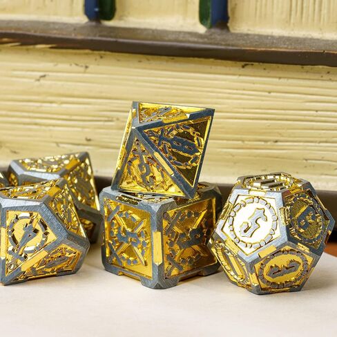 CRITALLIC Metal DND Dice Set, Sword Pattern Metal Polyhedral Dice for Dungeons and Dragons, D&D Dice with Leather Pouch for Role Playing Games MTG Table Games,d n d (Ancient Bronze) in Kuwait
