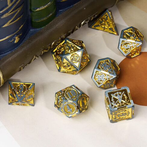CRITALLIC Metal DND Dice Set, Sword Pattern Metal Polyhedral Dice for Dungeons and Dragons, D&D Dice with Leather Pouch for Role Playing Games MTG Table Games,d n d (Ancient Bronze) in Kuwait