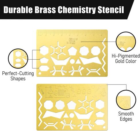 لايف كيم قالب رسم واستنسل الكيمياء العضوية، اداة دراسة الكيمياء مع الهياكل الجزيئية، 3.5 انش in Kuwait