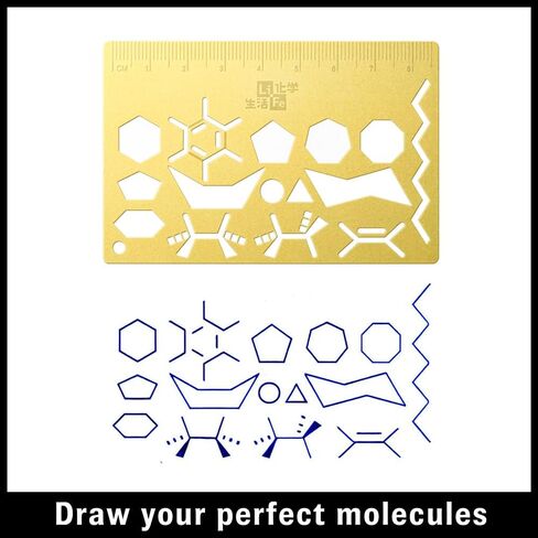 لايف كيم قالب رسم واستنسل الكيمياء العضوية، اداة دراسة الكيمياء مع الهياكل الجزيئية، 3.5 انش in Kuwait