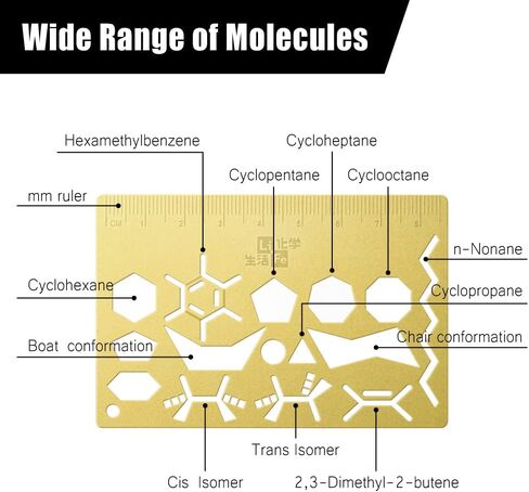 لايف كيم قالب رسم واستنسل الكيمياء العضوية، اداة دراسة الكيمياء مع الهياكل الجزيئية، 3.5 انش in Kuwait