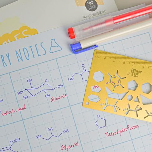 لايف كيم قالب رسم واستنسل الكيمياء العضوية، اداة دراسة الكيمياء مع الهياكل الجزيئية، 3.5 انش in Kuwait