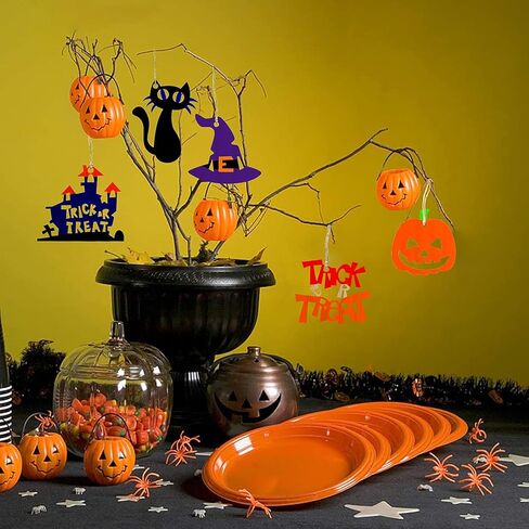 60 قطعة من شرائح خشبية للهالوين من ستيفورد، زخارف خشبية فارغة غير مكتملة، قطع خشبية يدوية الصنع، ديكور معلق مع 6 قطع من أقلام الألوان المائية وخيوط الجوت بطول 66 قدم لمستلزمات ديكورات الهالوين in Kuwait